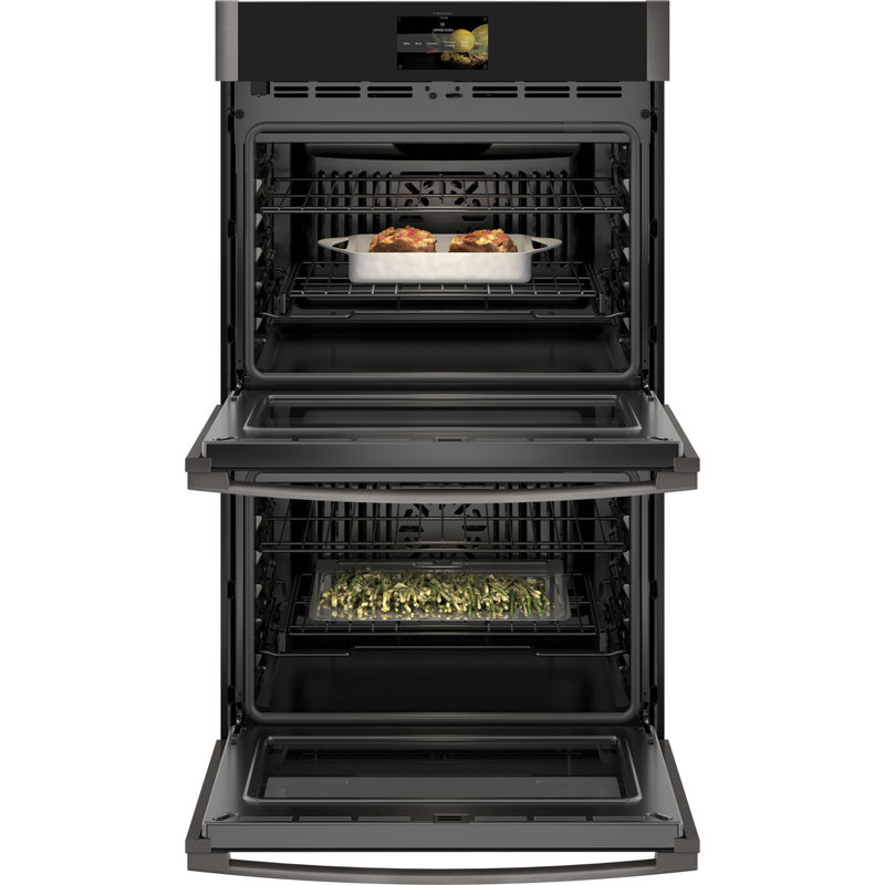 GE Profile™ 30" Smart Built-In Convection Double Wall Oven with No Preheat Air Fry and Precision Cooking, Black Stainless