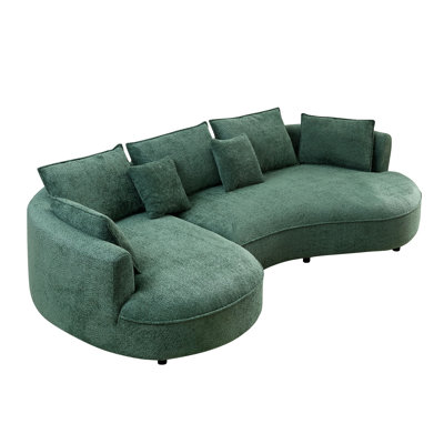Oversized Boucle Sectionals With Chaise, Modern Curved Sofa For Home