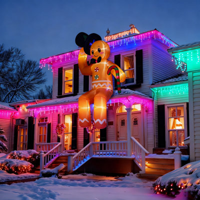 10FT Christmas Inflatable Outdoor Decoration, Climbing Giant Christmas inflatables Gingerbread Decorations Outside with 8 LED, Christma Blow Ups Outdoor Roof Yard Lawn Xmas Decor