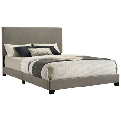 Taupe Upholstered Queen Panel Bed With Comfortable Padded Headboard, Wood Frame And Solid Legs For Bedroom Decor