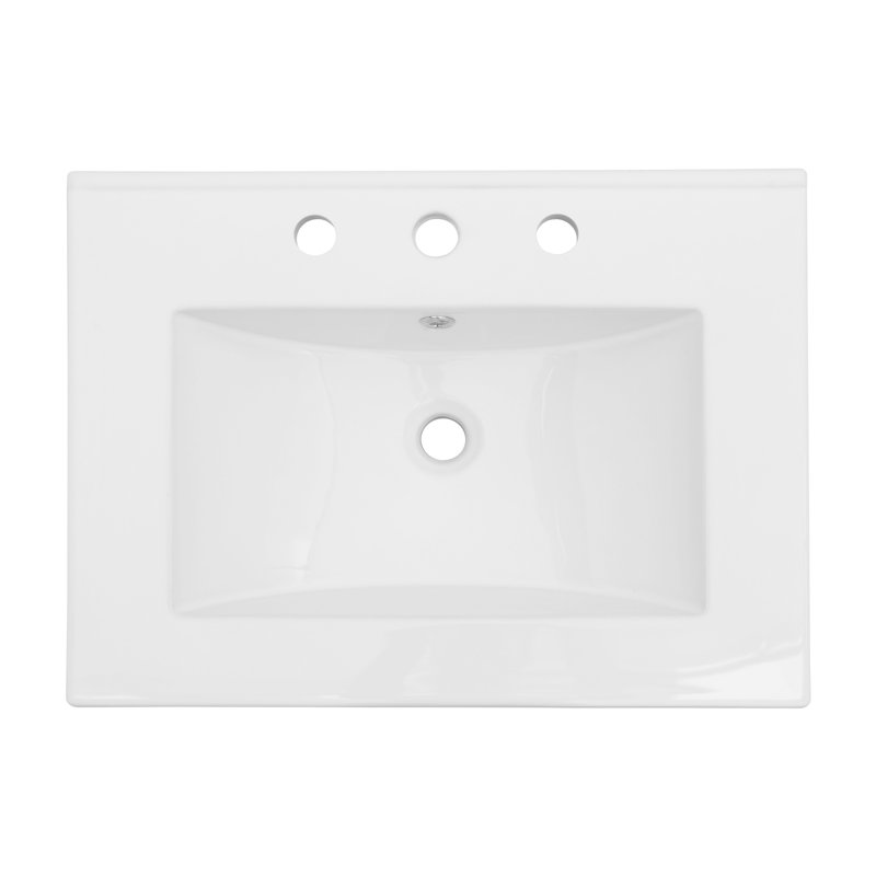 Comptoir de meuble-lavabo simple blanc 24 po x 18 po avec 3 trous de robinet et trop-plein (lavabo seulement)