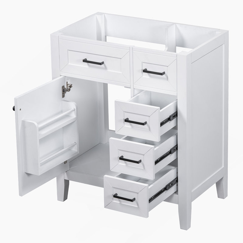 Meuble-lavabo de salle de bain sans lavabo, base d'armoire seulement, armoire de salle de bain avec tiroirs, , Blanc