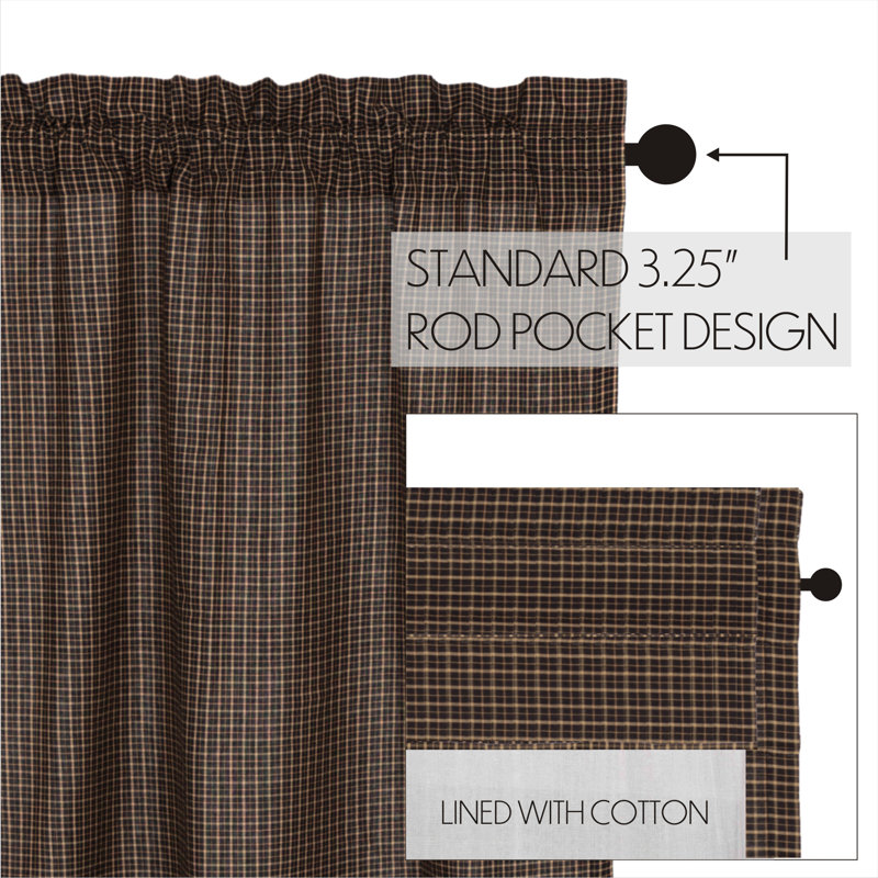 Kettle Grove 100% Cotton Room Darkening Curtain Panel pair