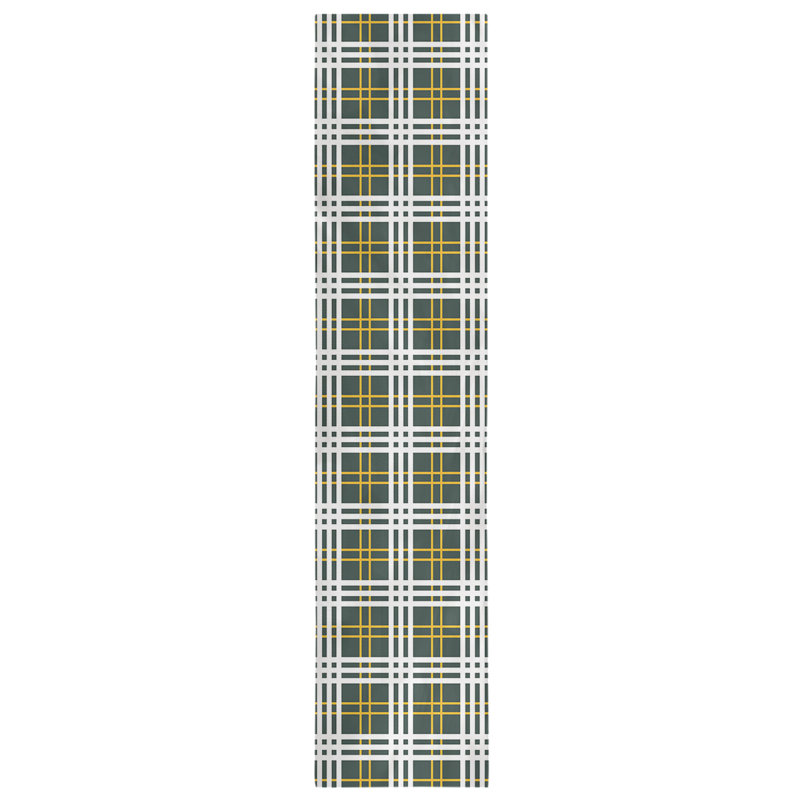 Paid Polyester Table Runner, 72" L x 16" W, Dark Green/Gold/White