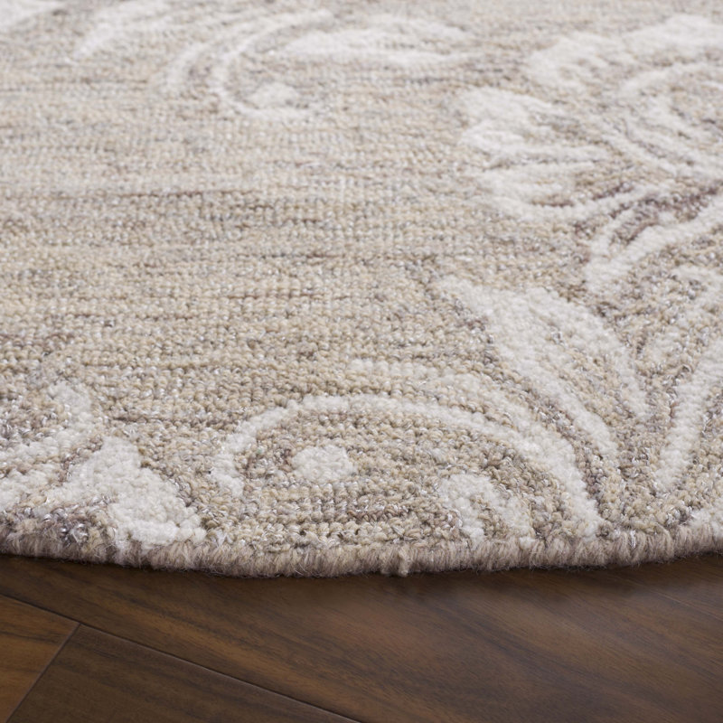 Ratha Hand Tufted Performance Floral Rug, Round 6'