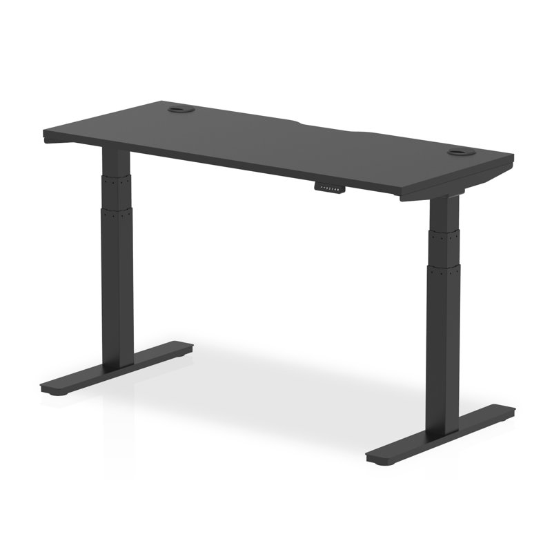 Adjustable Metal Base Standing Desk, Black, 66cm H x 160cm W x 60cm D