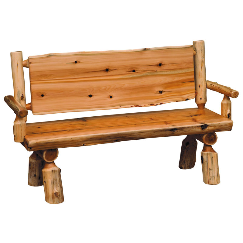  Banc en bois de cèdre 5 pieds avec dossier solide et accoudoirs - Café, Café, 5 PIEDS