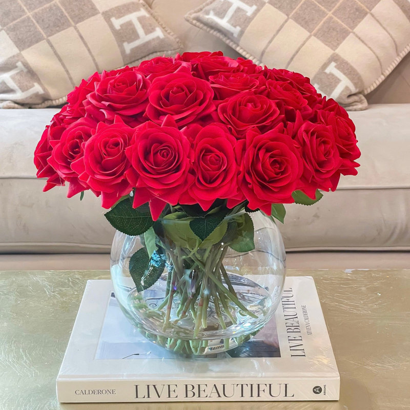 Centre de table Roses dans un vase, Rouge