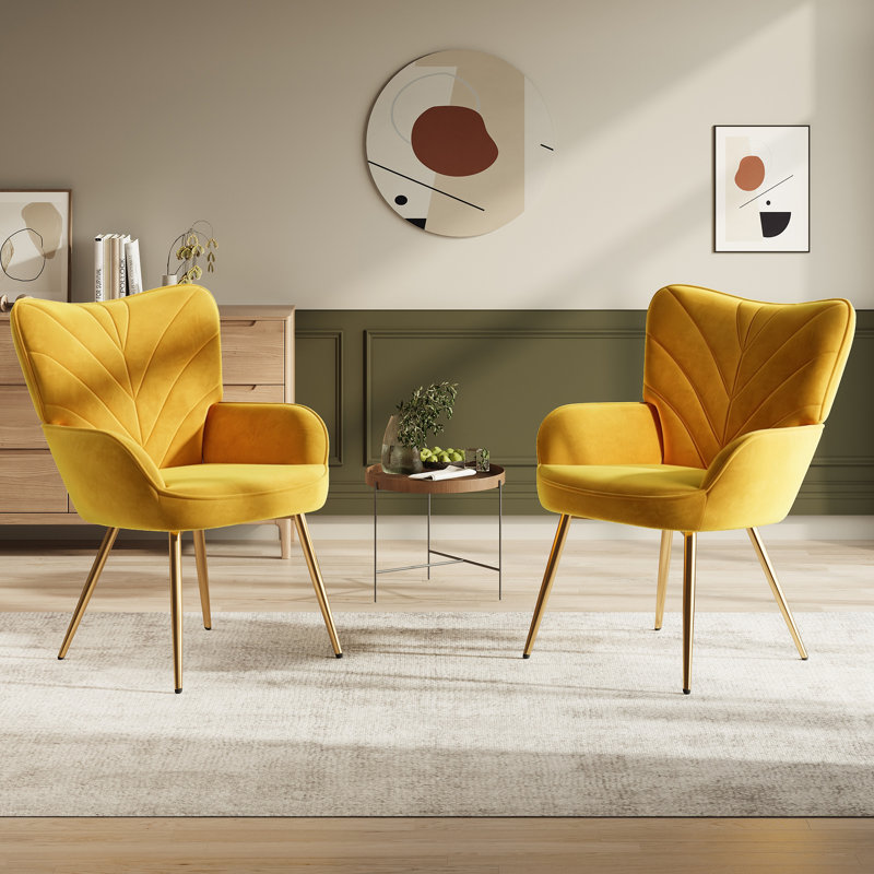 Chaise d'appoint moelleuse en laine d'agneau, Jaune