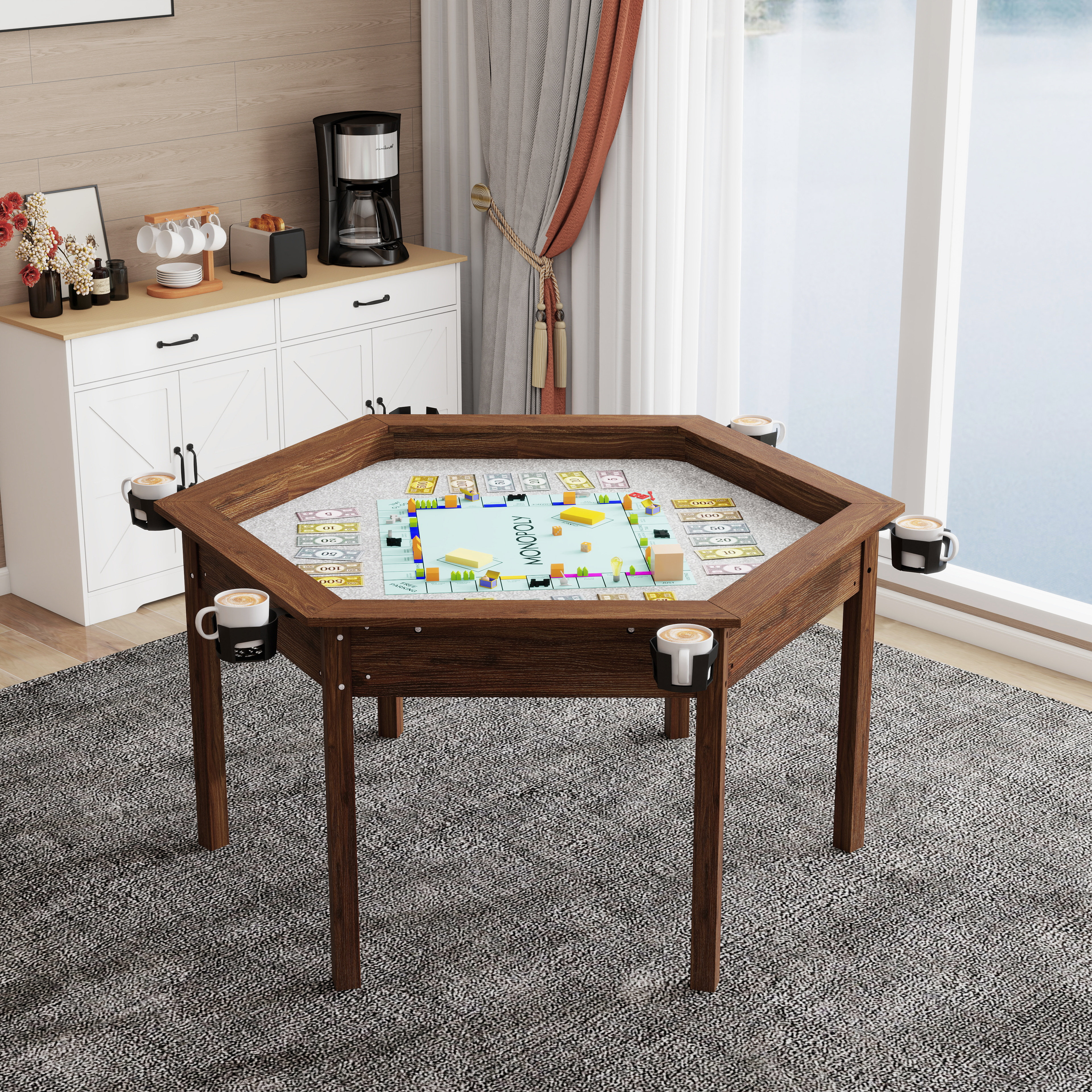 August Grove® 6-player Hexagon Board Game & Dining Table - 2-in-1 ...