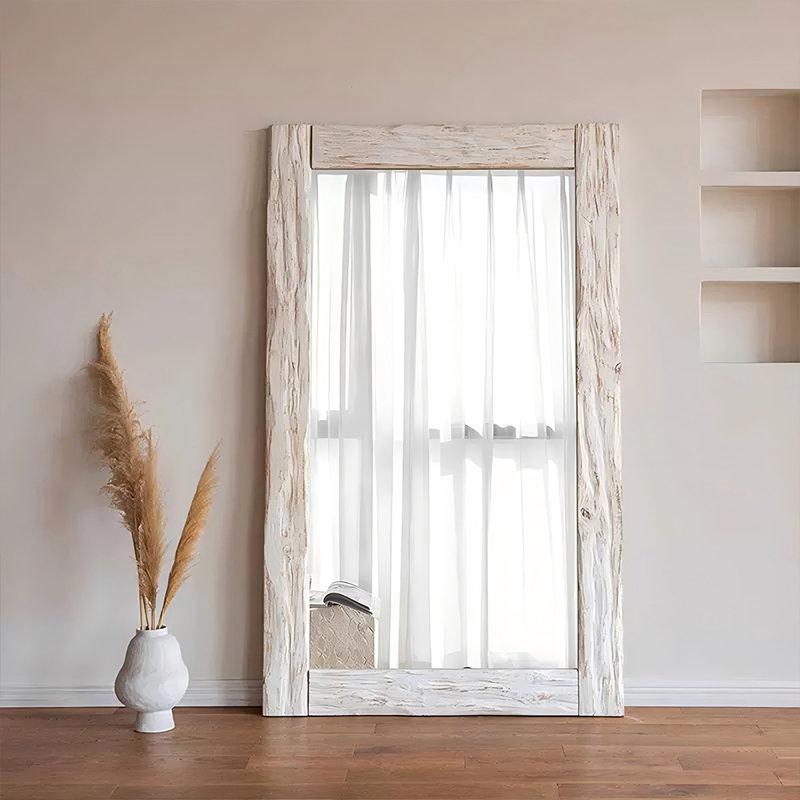 Miroir pleine grandeur rectangulaire en bois massif, 74,8 po x 43,31 po