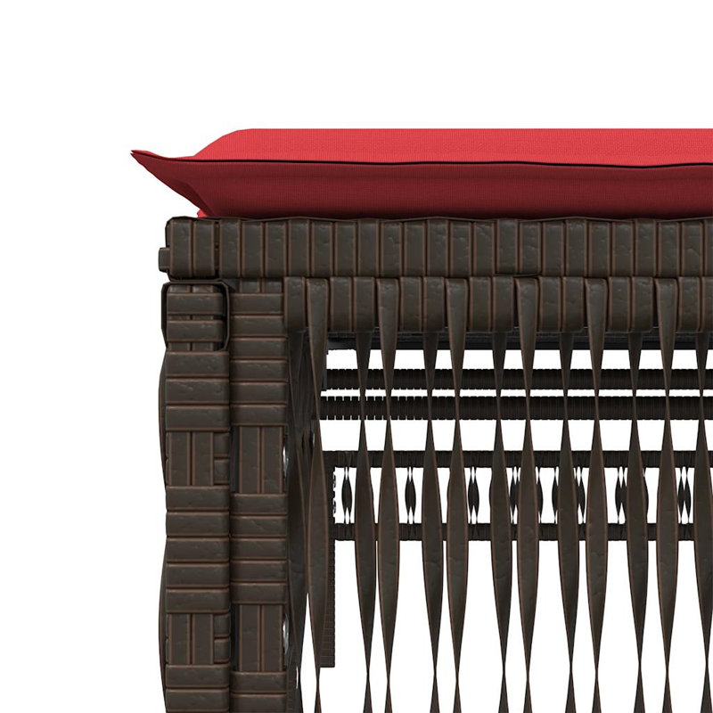  Chaise longue en rotin PE brun 78 x 21,7 x 37,8 po, Rouge, Brun