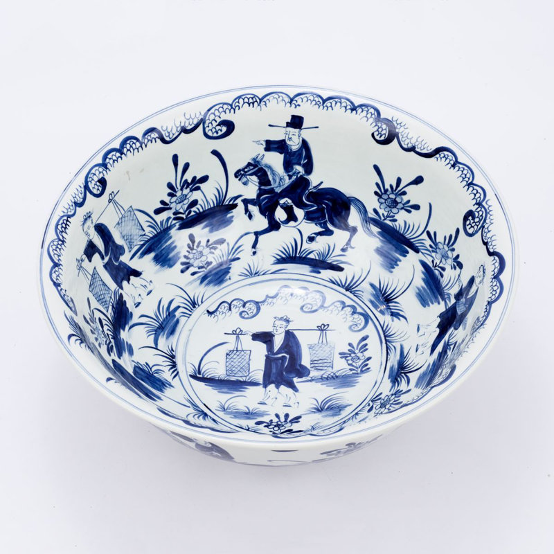 Bol décoratif en porcelaine bleu / blanc