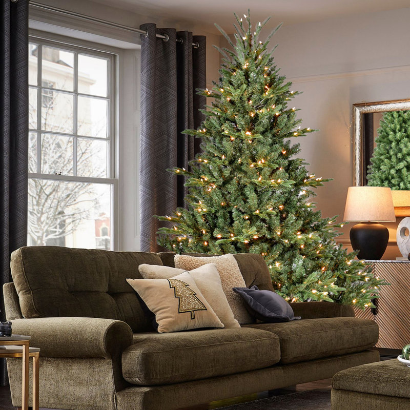  Arbre de Noël pleine forme avec 900 lumières UL, branches mixtes en PE / PVC, 2673 pointes, base large, structure à charnières, support en métal stable, arbre de Noël