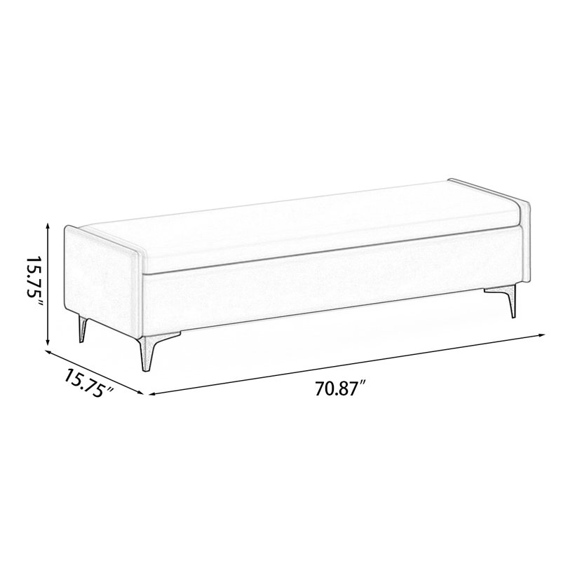 Upholstered Bench, Gray/Green, 15.75" H x 70.87" W x 15.75" D