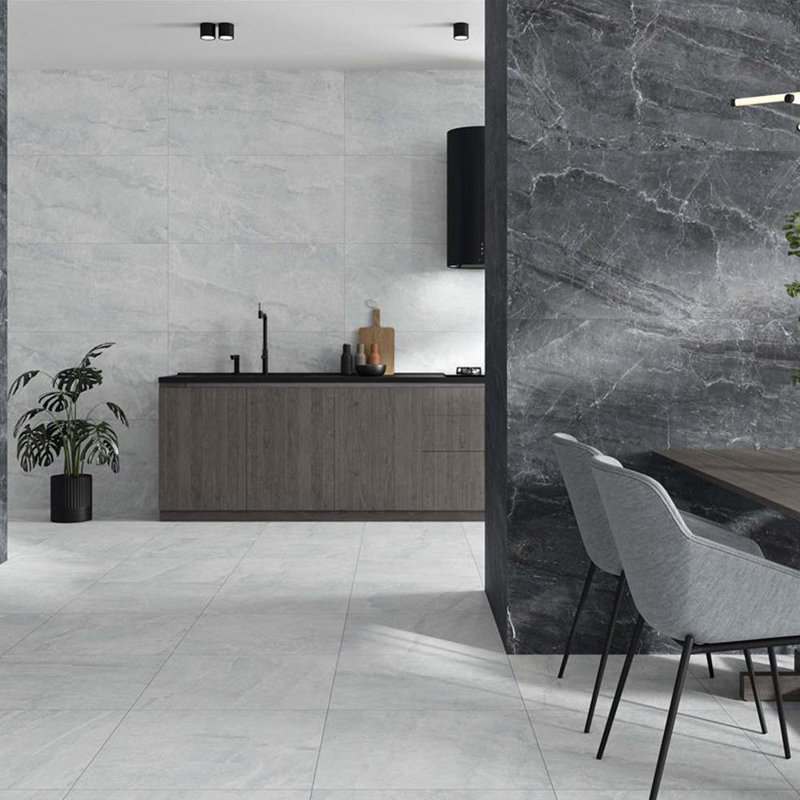 Taille du carreau de porcelaine blanc mat Sublime: 24 po x 48 po, Gris foncé