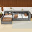 Platform Bed with Trundle, Drawer, Built-In Storage Shelves and Charging Station-2002463964