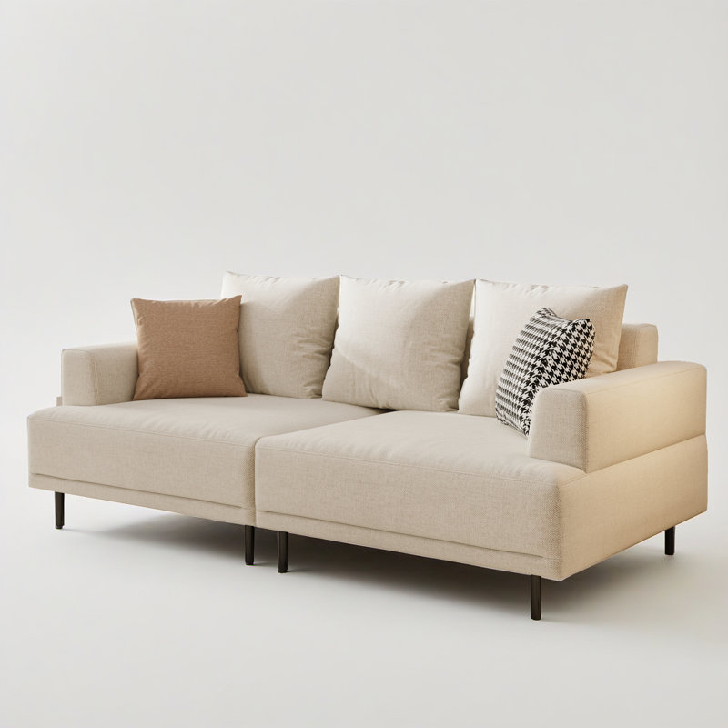 Canapé moderne à assise profonde avec coussins, pieds hauts, canapé de salon confortable, canapé d'appartement, 3