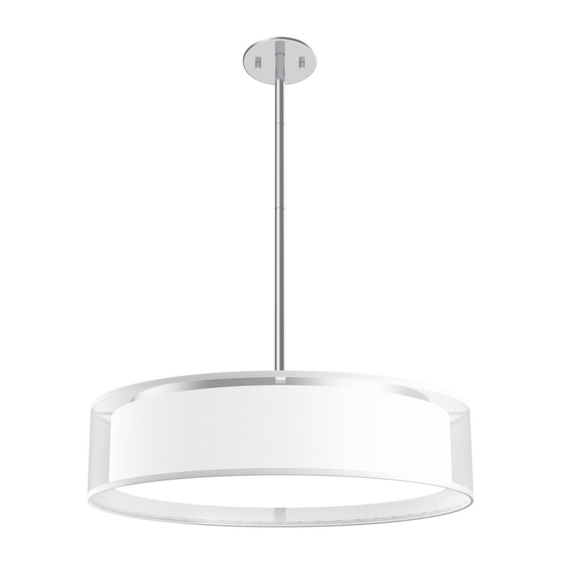 Dalton 1 - Light LED Single Pendant, 51.25" H x 20" W x 20" D, White Organza
