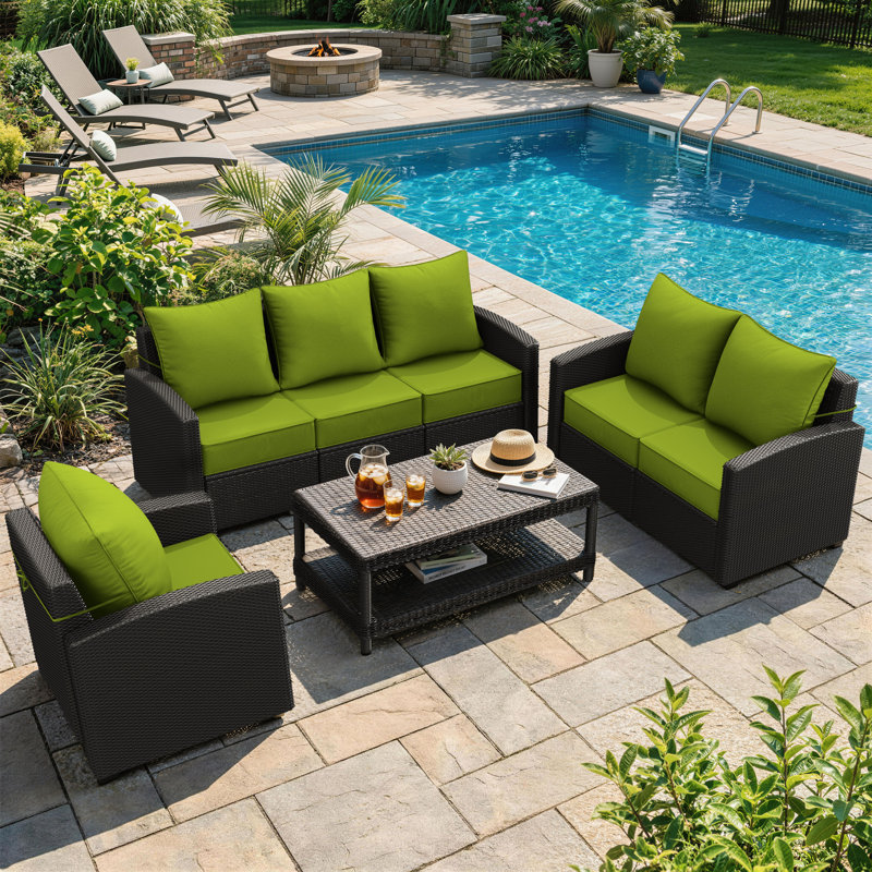Outdoor Deep Seat Cushion Set – 6.5” Thick, Non-Slip Patio Cushions For Chairs, Sofas, And Couches, Green