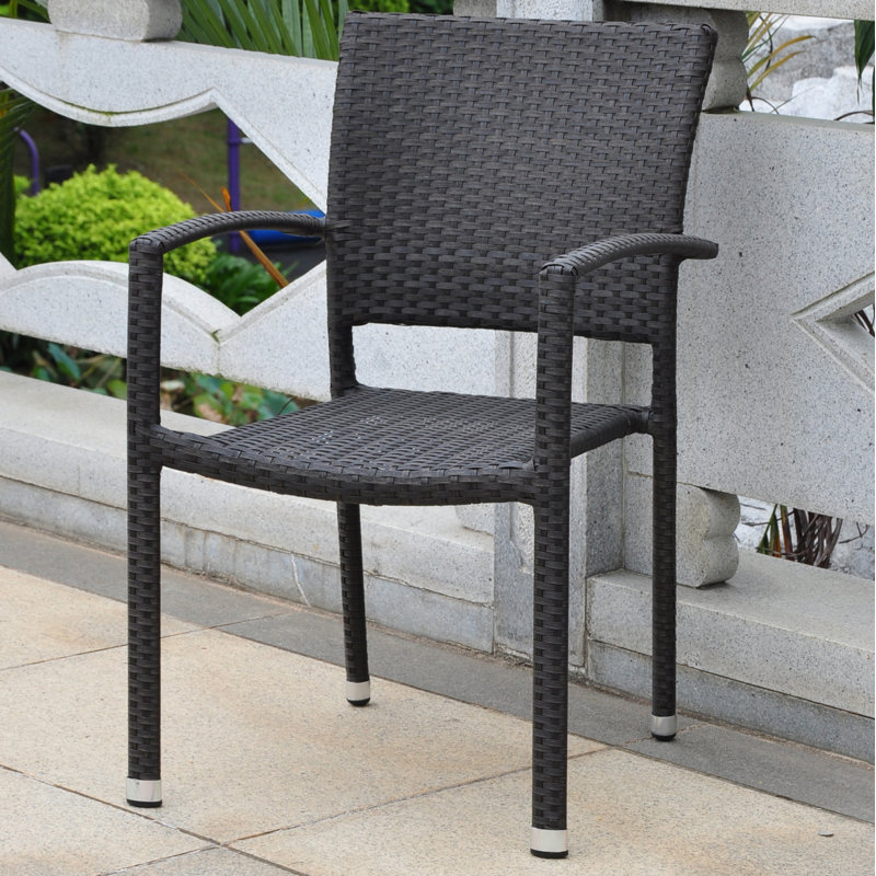 Chaise de patio empilable Brade, Noir antique