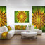 «Bright Yellow Fractal Flower on Green», impression sur toile tendue-19241214
