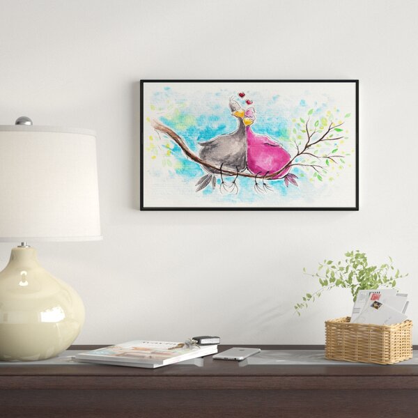 Bless international Two Birds In Love On Branch On Canvas Print | Wayfair
