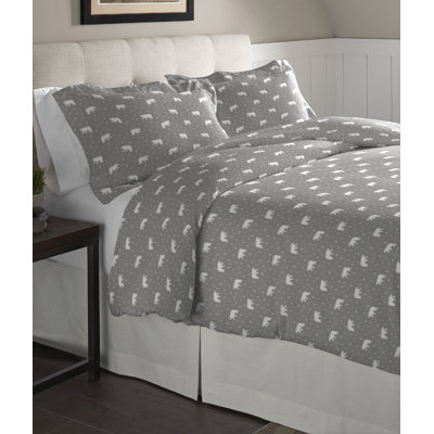 Polar Bear Flannel Animal Print Duvet Cover Set