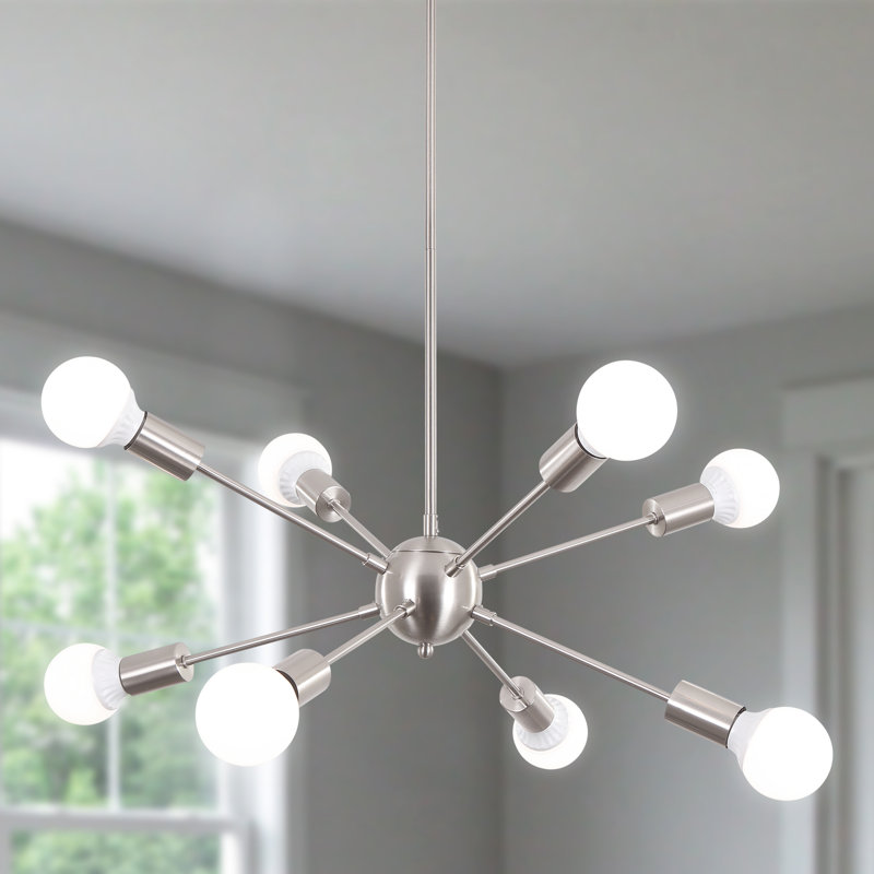 Jamee 8 - Light Dimmable Sputnik Sphere Chandelier, 8 Lights, Brushed Nickel