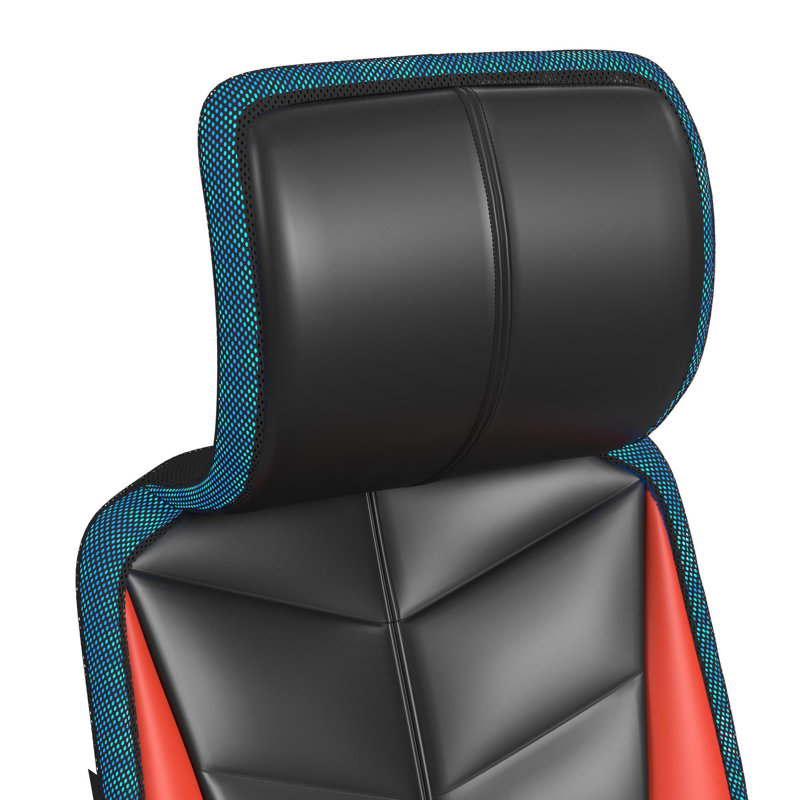 Gaming Chair with LED and Speaker - 3A Packing, Black/Red Faux Leather