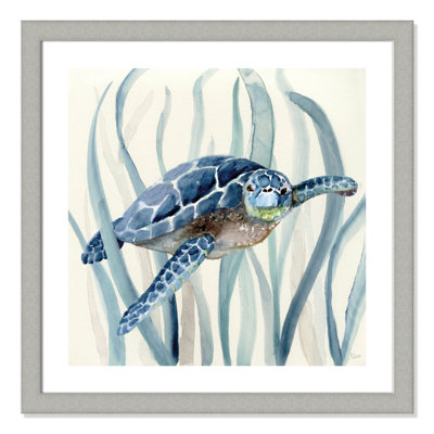 Avynlee «Turtle in Seagrass I», reproduction de peinture à l'aquarelle encadrée