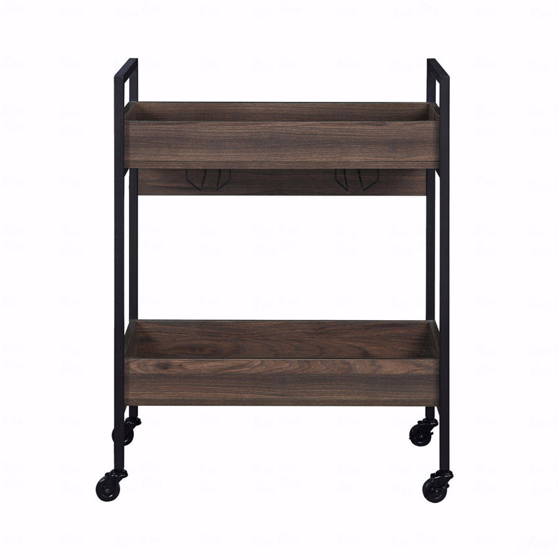 Bar Cart, Rectangular Serving Cart With 2-Tier Shelf
