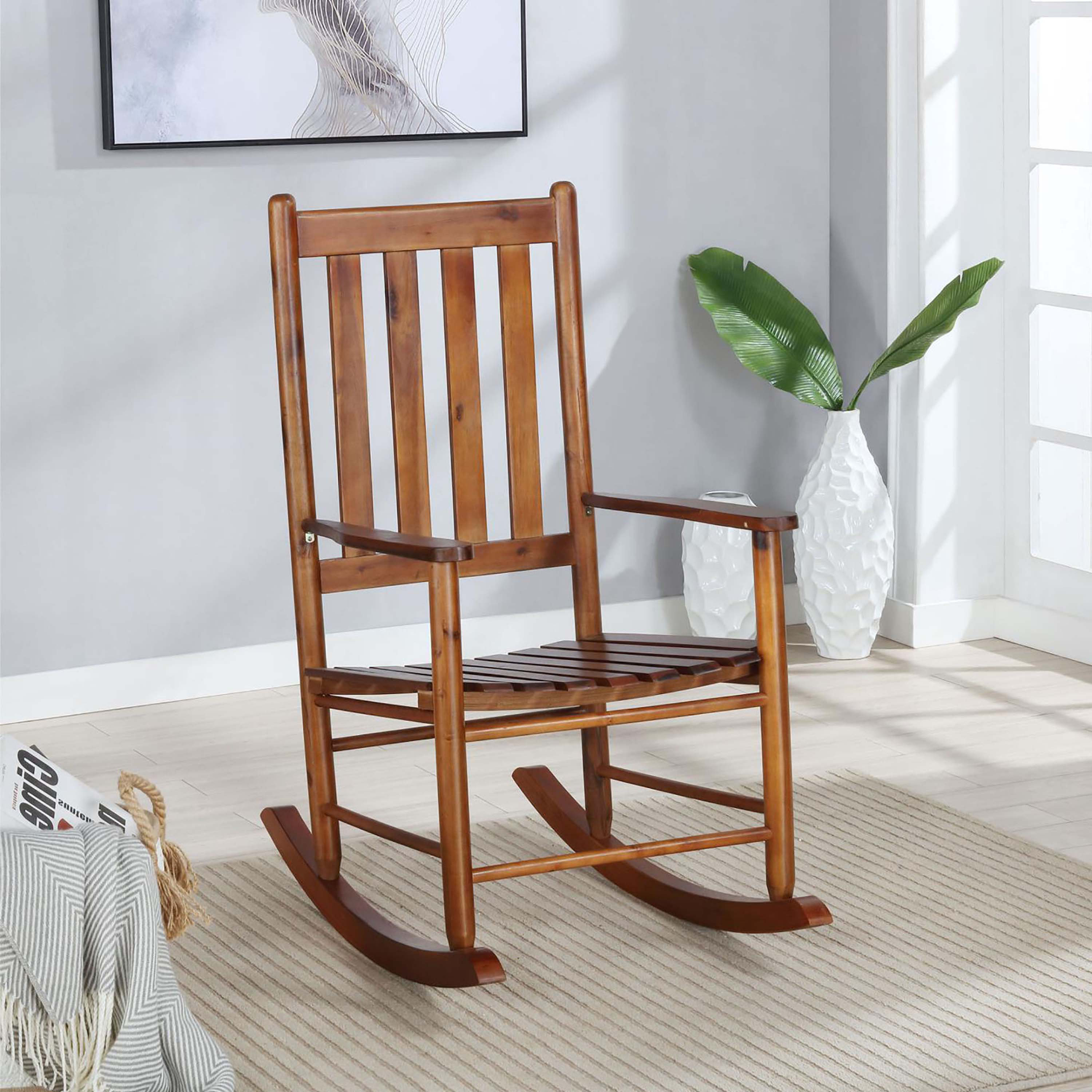 Lark Manor Golden Brown Slat Back Rocking Chair - Wayfair Canada