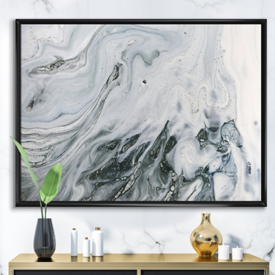 Marbre gris et blanc avec puissance dorée - reproduction d'art sur toile