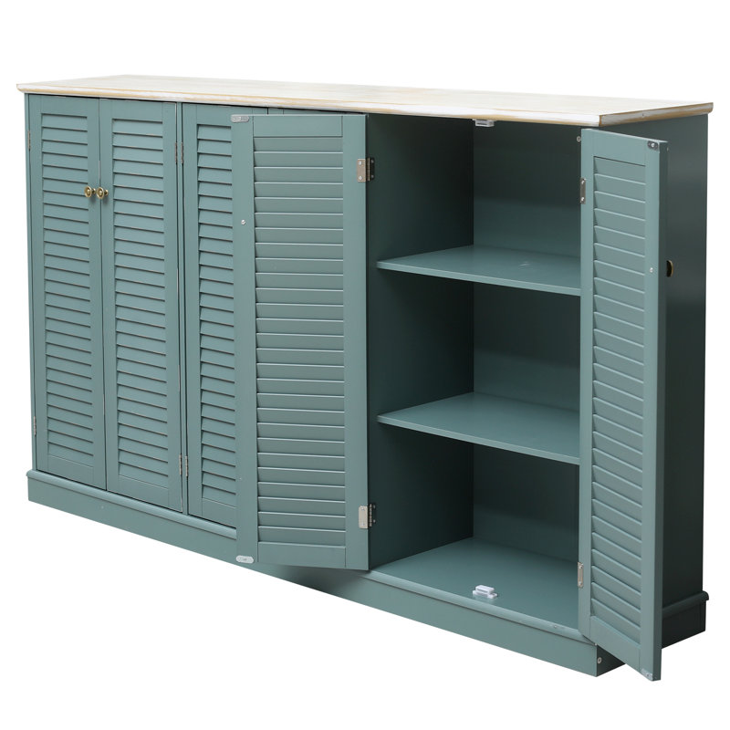Armoire d'appoint à persiennes l 6 po Korsica , Bleu sarcelle