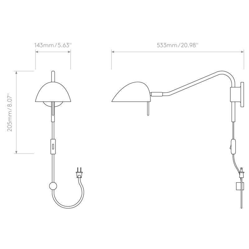 Serge 1 - Light Armed Sconce, Matte White