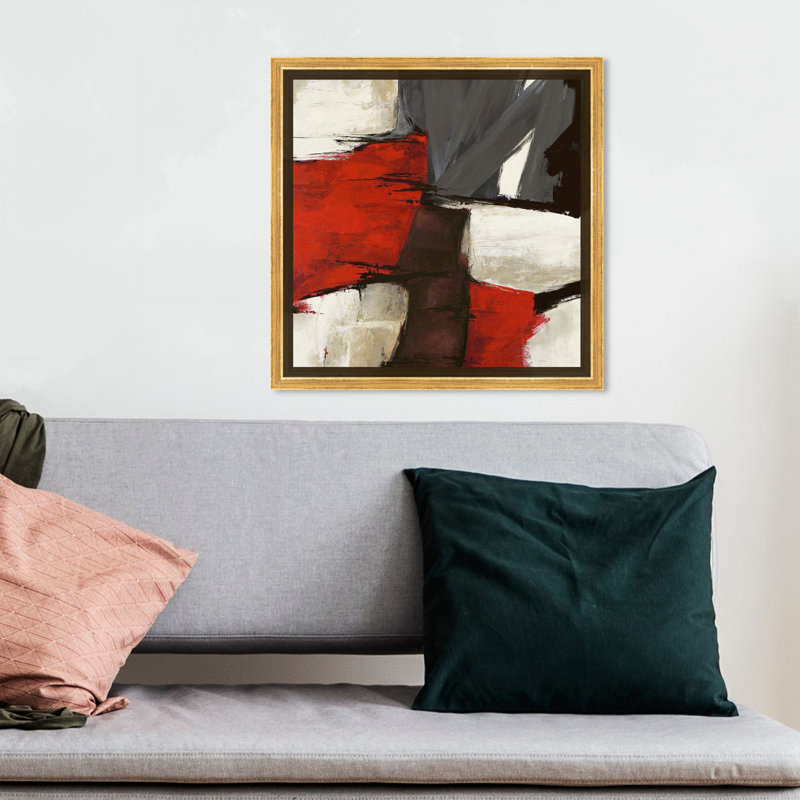 Abstrait Sai - Rubrum - impression sur toile tendue, Toile avec cadre, H 12 po x l 12 po, Doré