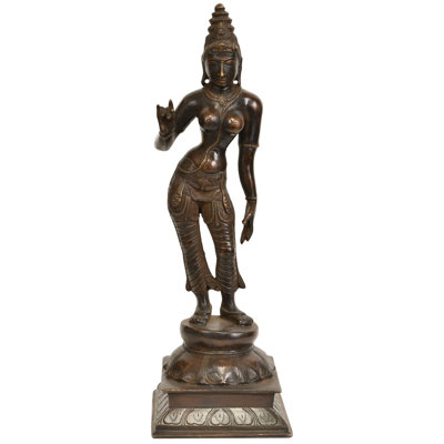 11" Goddess Uma Shivakamasundari Brass Statue - Handcrafted Parvati Sculpture for Temple Home Decor