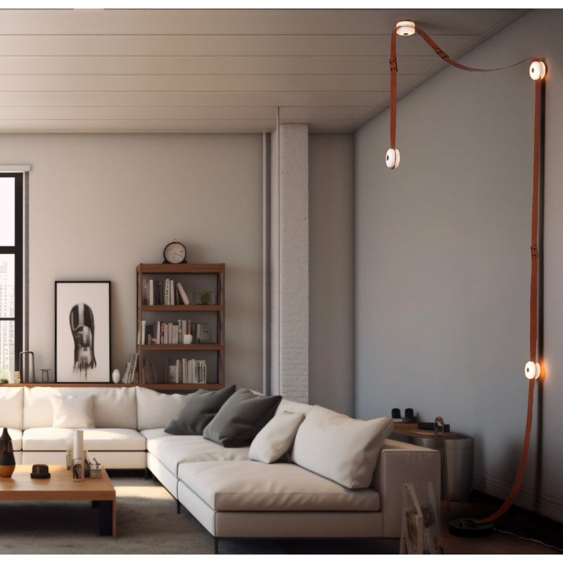 Snaps LED Traditional Floor Lamp By Andy Morter, Black Leather, Sterling