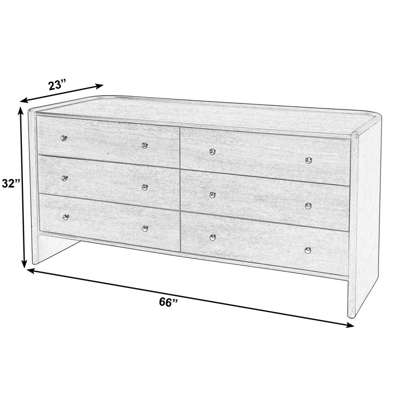 Colin 66 in. W Wood 6 Drawer Round Back Dresser
