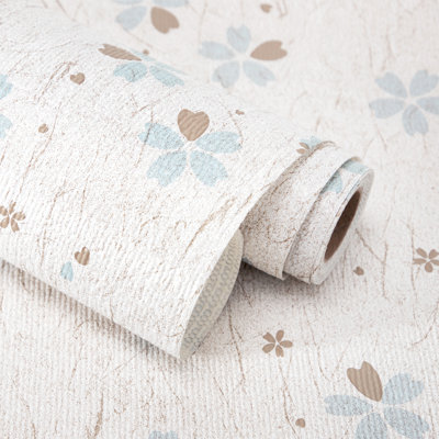Shelf Liner,Non-Adhesive Non-Slip Cabinet Liners,Drawers Liners,Blue Taupe Vintage Floral,18"W x 96"L