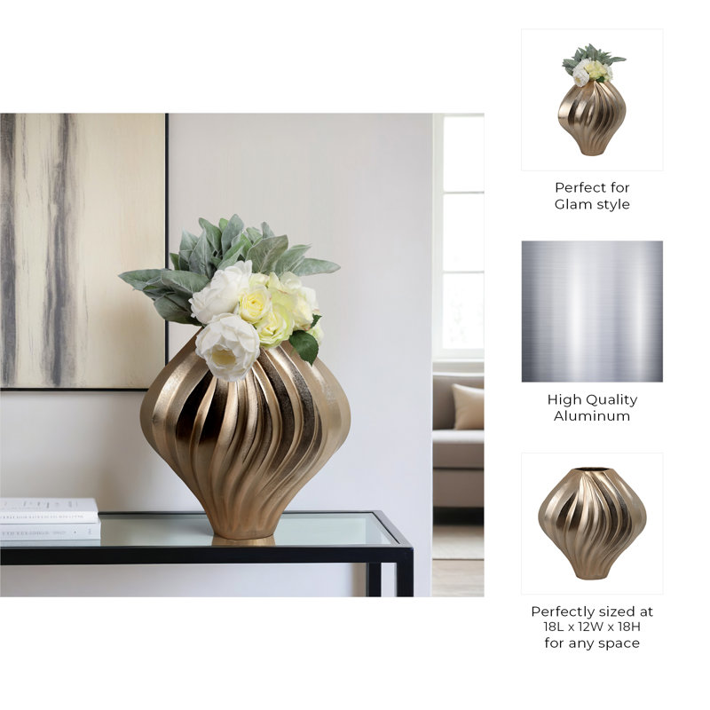 Racine Handmade Aluminum Table Vase, 18" H x 18" W x 12" D