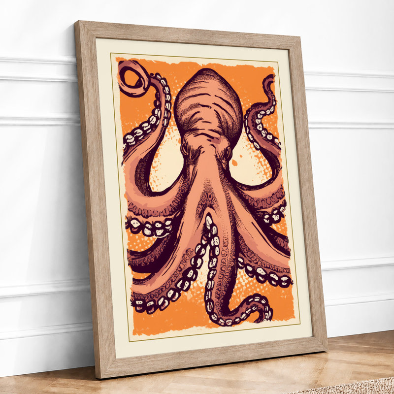 Octopus in Symmetry Boho - Framed Print, A2 - 59.4 x 42.0 cm, Oak