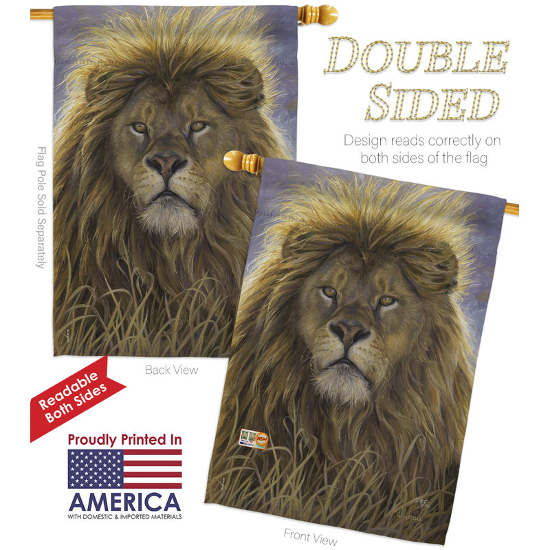Polyester à 2 côtés 40 x 28 po lion ensemble de drapeau