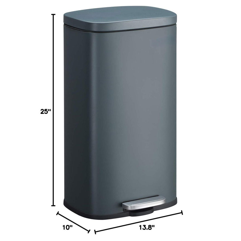 Greenish-Grey Stainless Steel 8-Gallon Step-On Trash Can