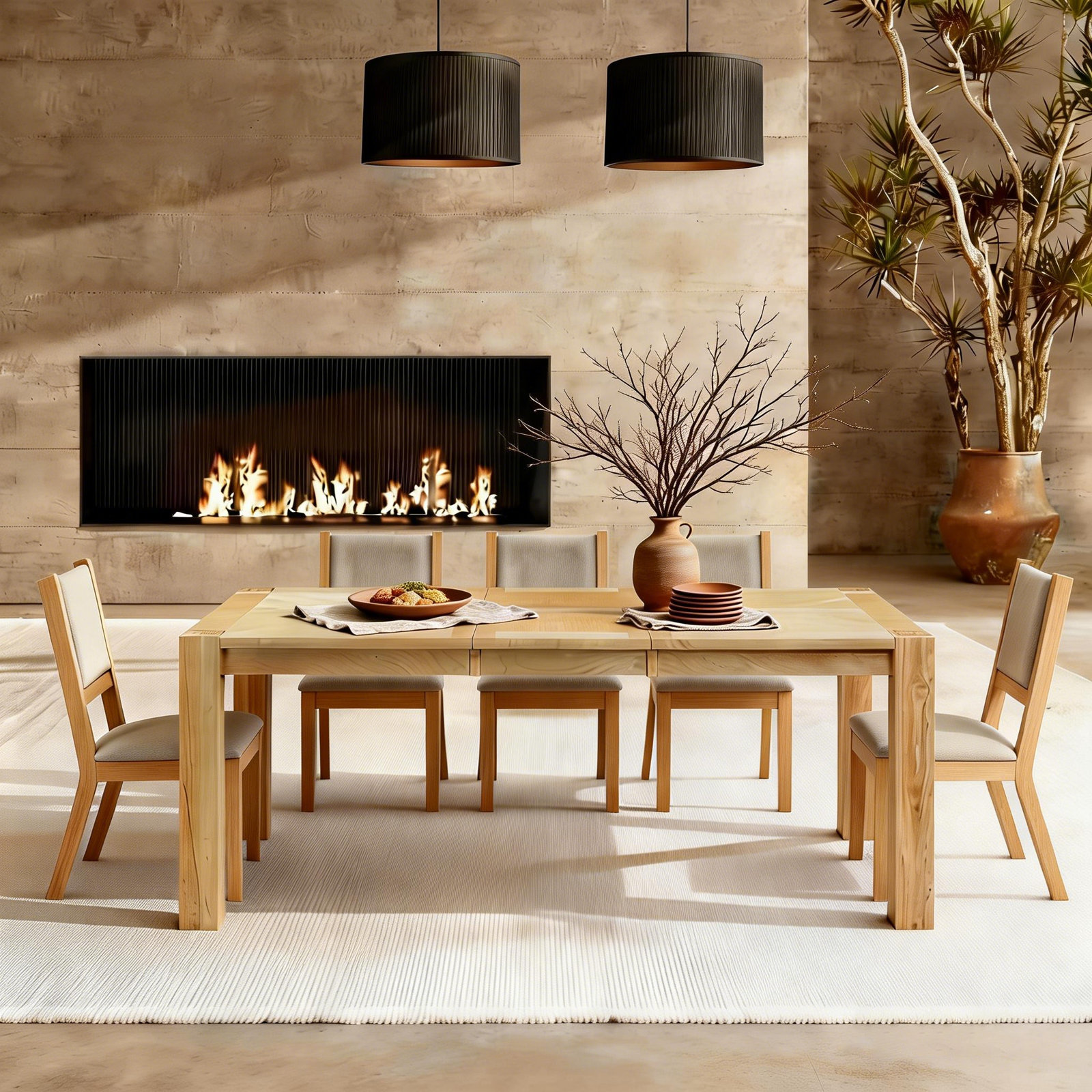 78" Dining Table, Natural Wood