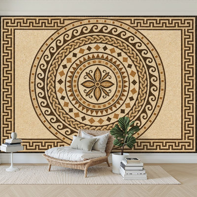 Papier peint auto-adhésif carreaux de mosaïque couleurs terre cuite pour carreaux de céramique décorations décoratives Papier contact auto-adhésif amovible pour salon Chambre à coucher H 100 po x l 144 po