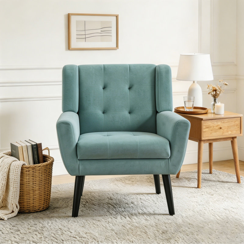 Fauteuil d'appoint Bolanle, Velours vert menthe
