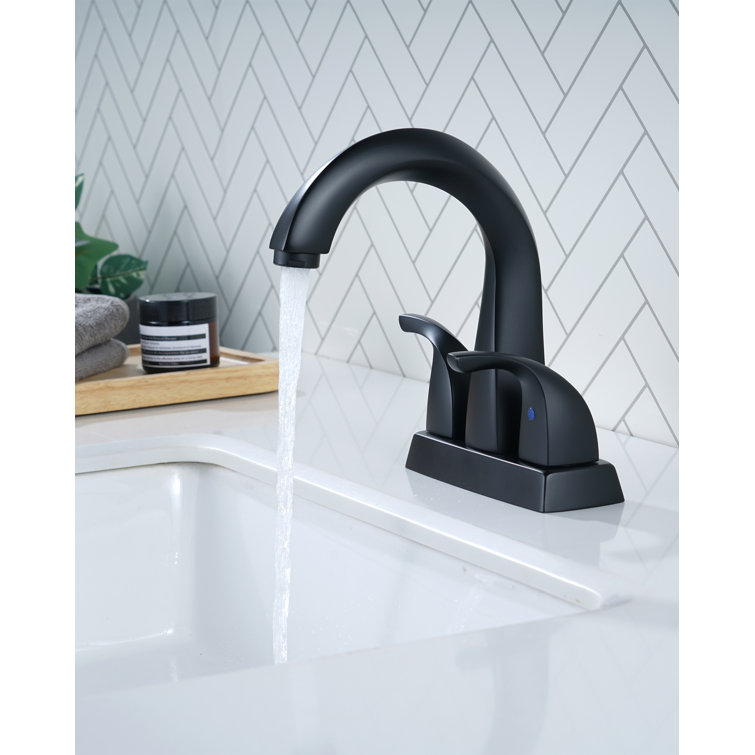 4 inch Double Handle Centerset Bathroom Sink Faucet with Drain Assembly