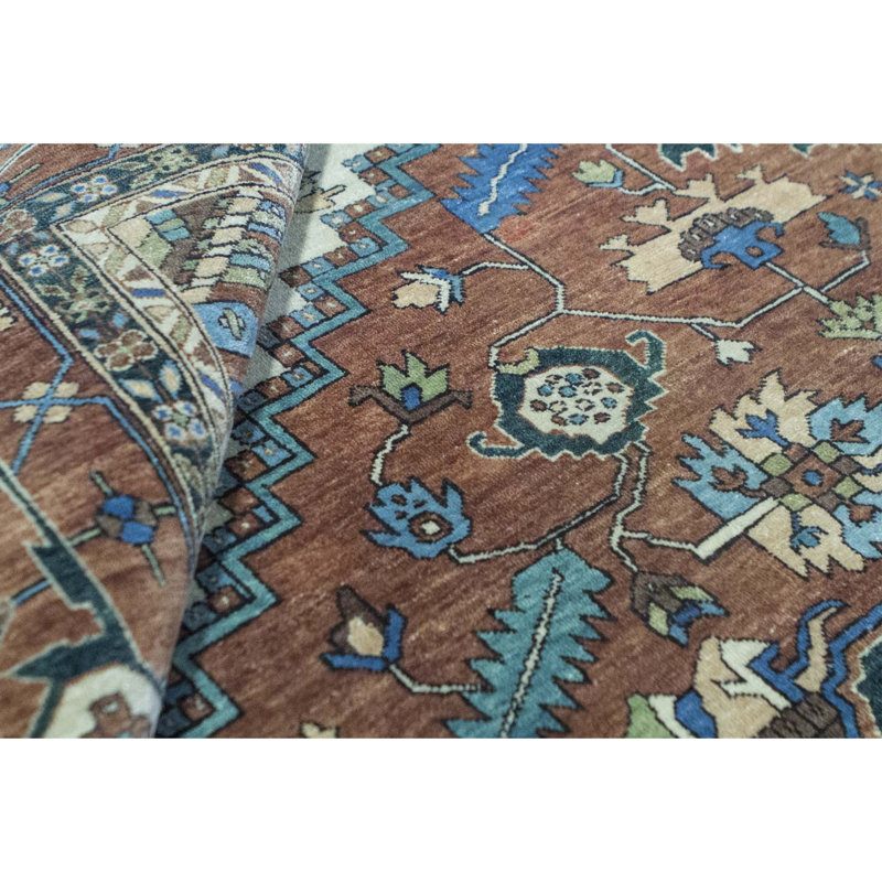 Hand-Knotted High-Quality Rust and Rust Area Rug